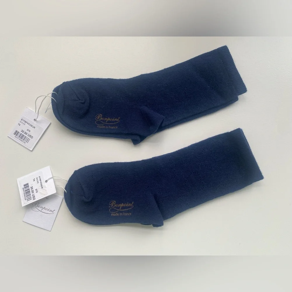 NWT BONPOINT Navy Socks (2 Pairs) - Size T4